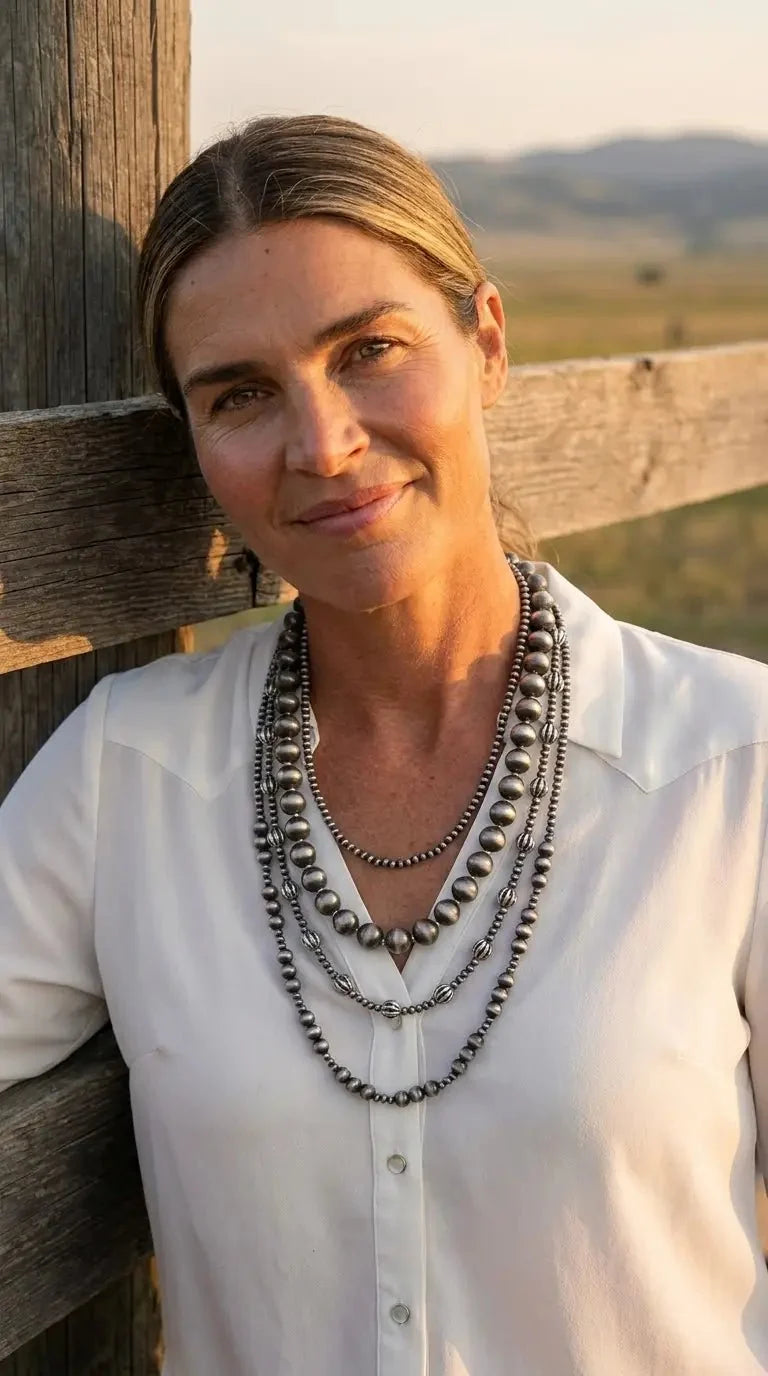 Faux Sterling Pearl Layered Necklace Set
